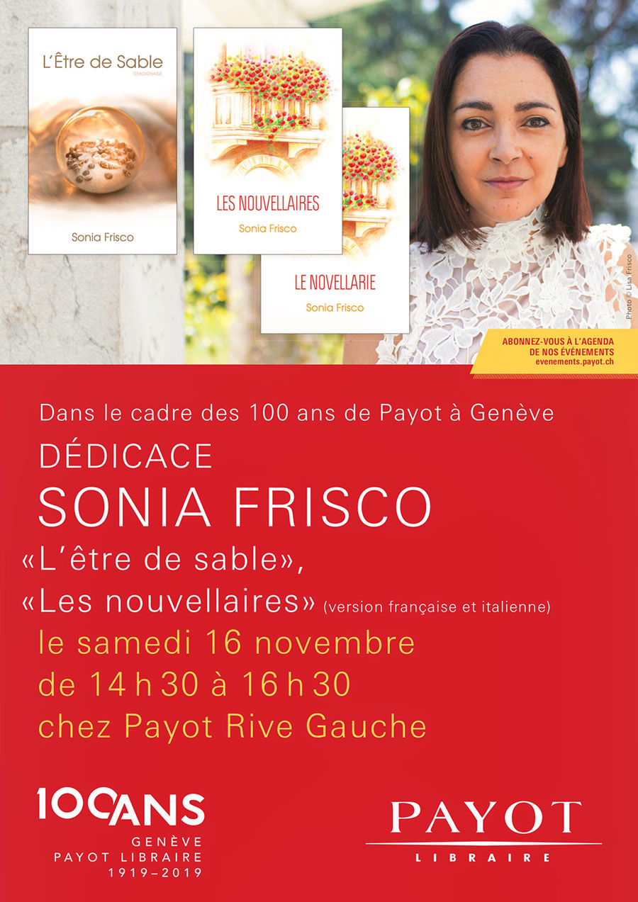 Librairie Payot Genève en Novembre 2019 avec Sonia Frisco